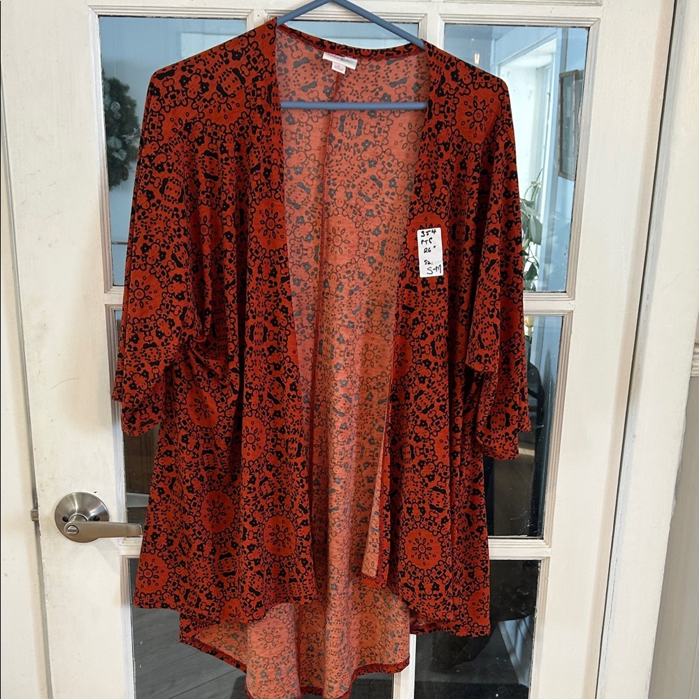 356. Red and Black Patterned Kimono Jacket